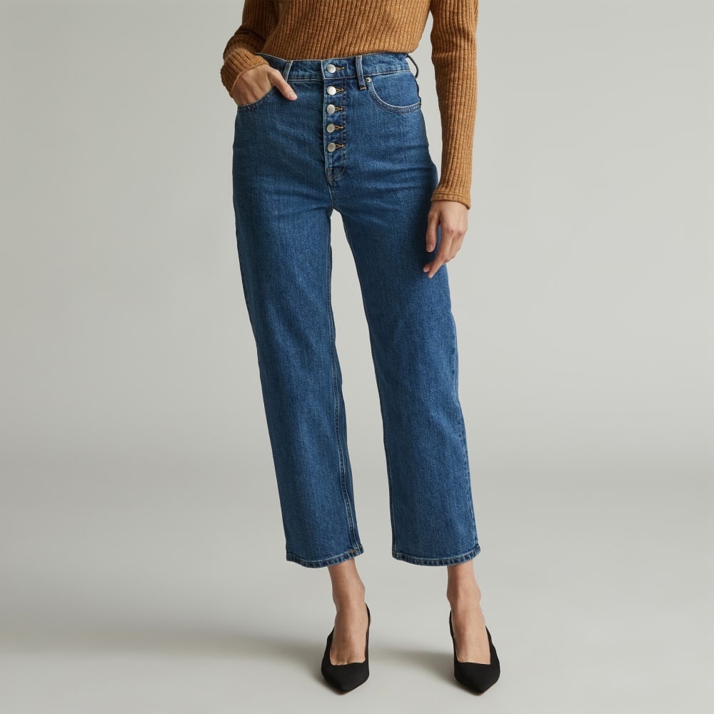 Everlane Way-High Jean  (29.5" Long inseam) - Cali Blue sz 27. Button fly NWT
